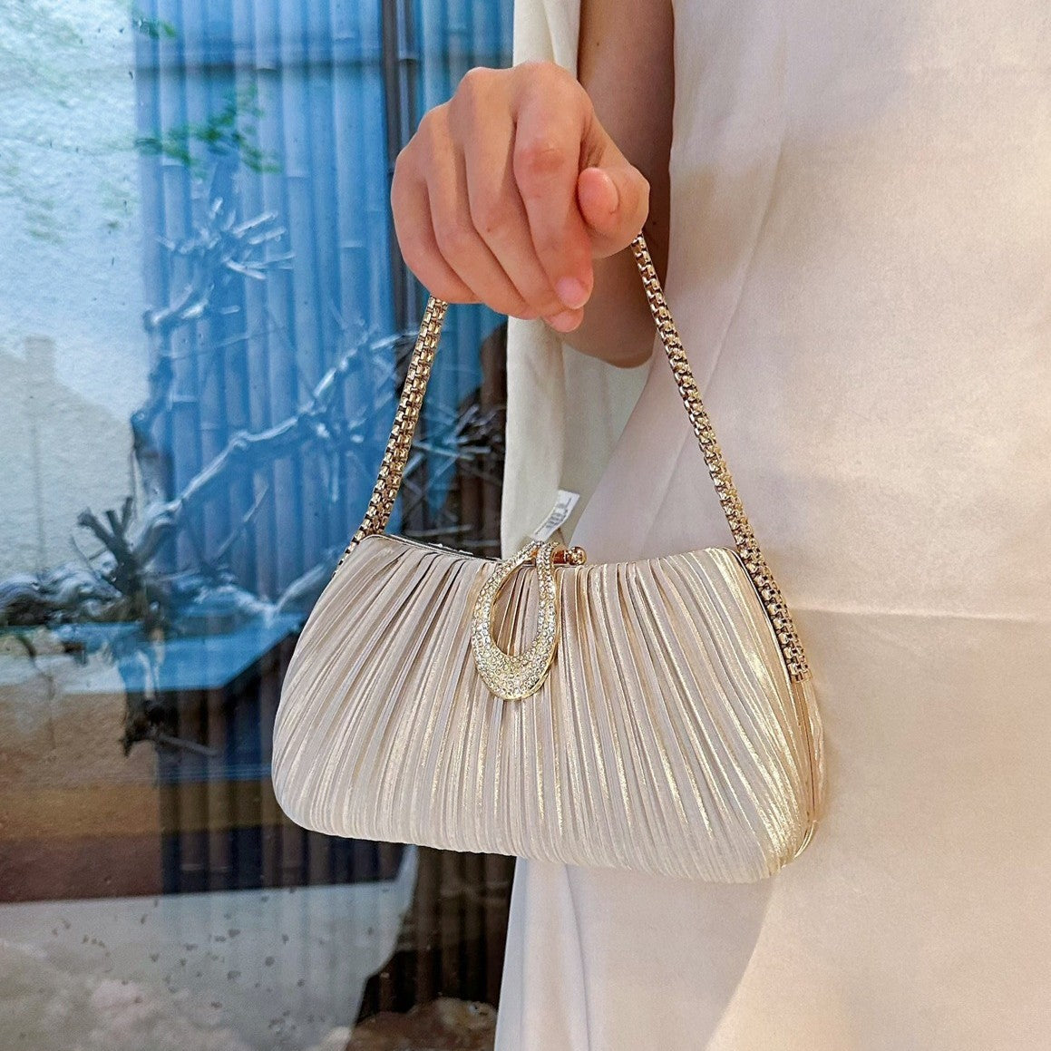 2025 New Satin Pleated Evening Bag For Women
